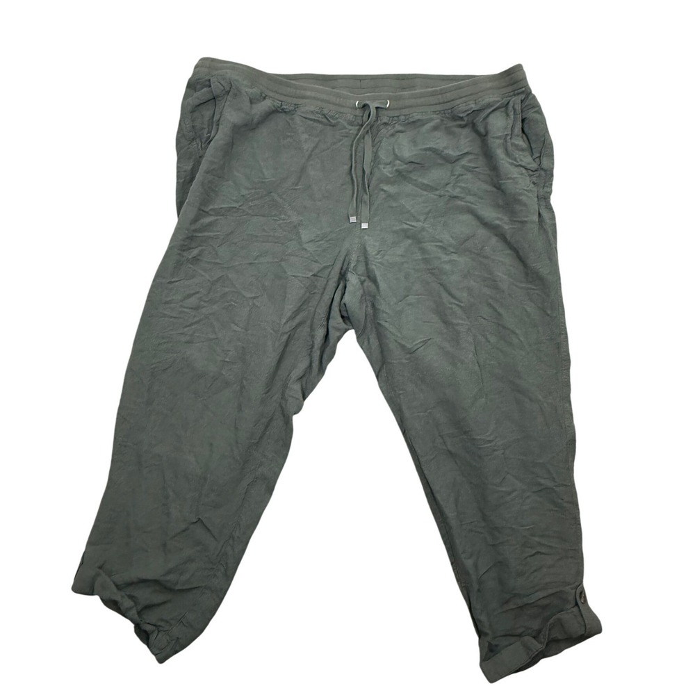 J. Jill Womens 3X Olive Green Linen Rayon Blend Drawstring Jogger Pants RN 97641